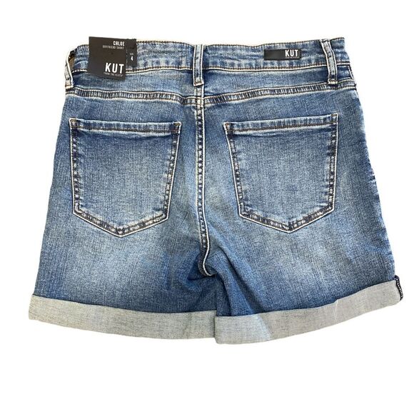 NWT Kut From The Kloth Chloe Boyfriend Shorts Size 4 High Waist Adjustable Hem - Picture 2 of 12